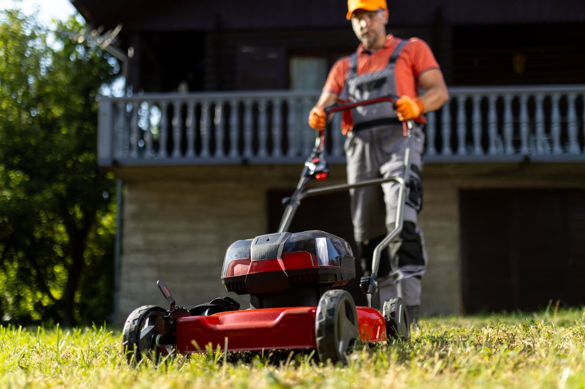 Professional lawn mowing crew at work in Middlesex County